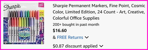 Sharpie Permanent Markers Checkout Screen