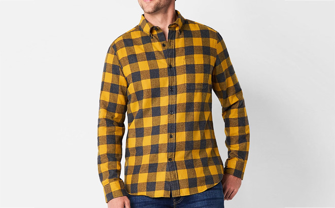 St Johns Bay Mens Long Sleeve Classic Fit Flannel Shirt