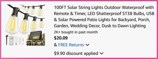 String Lights Cart Screen
