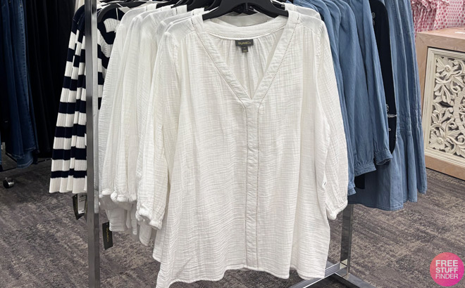 Style Co Womens Cotton Gauze V Neck Blouse Style Co Womens Cotton Gauze V Neck Blouse