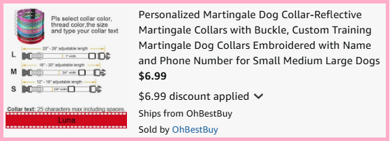 Suncliff Personalized Embroidered Dog Collar Checkout Page