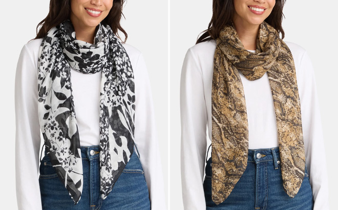 Time Tru Womens Printed Square Scarf