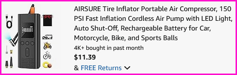 Tire Inflator Checkout Screen