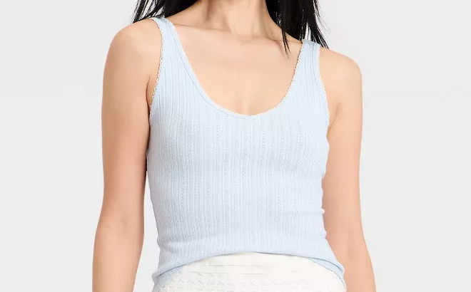 Universal Thread Womens Western Lace Trim Pointelle Tank Top