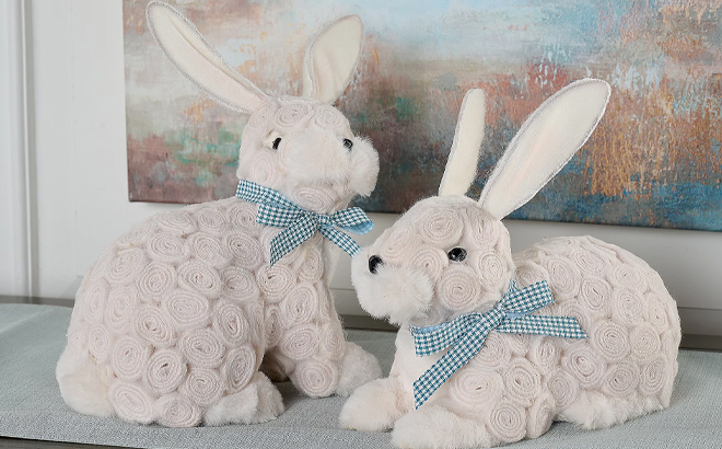 Valerie Parr Hill Set of 2 Rosette Bunnies with Ribbon Valerie Parr Hill Set of 2 Rosette Bunnies with Ribbon