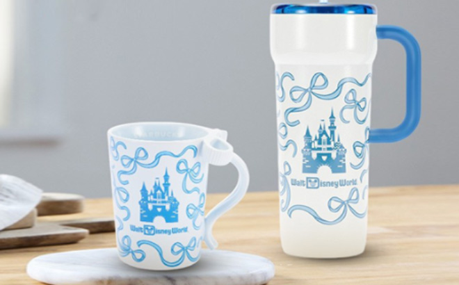 Walt Disney World 24 Ounce Starbucks Stainless Steel Cup with Straw blue