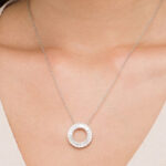 Zales Baguette White Lab Created Sapphire Circle Pendant