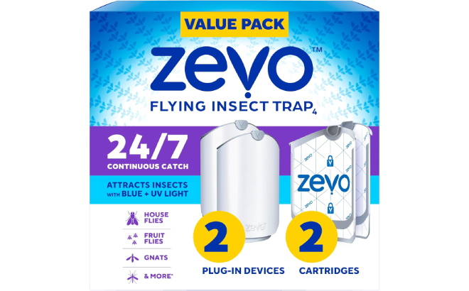 Zevo 2 Flying Insect Traps 2 Refill Cartridges