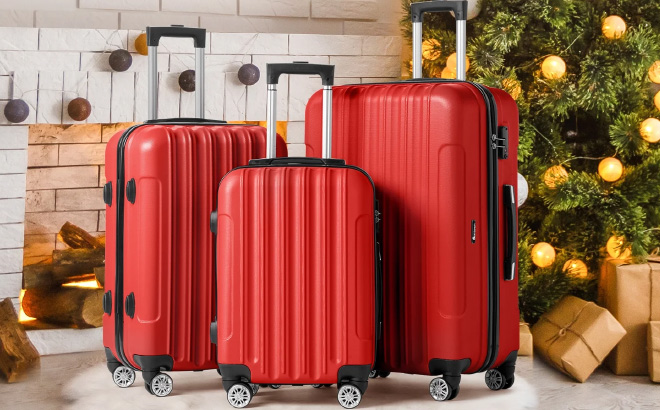 Zimtown 3 Piece Nested Spinner Suitcase Luggage Set