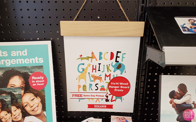 11x14 Wood Hanger Board Print on a Shelf at Walgreens