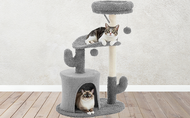 33 Inch Cat Tree in Gray