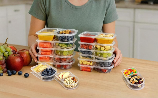 50 Sets 4 5 Oz Reusable Snack Containers with Lids