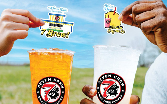 7Brew Medium Drinks and Lemon Stickers