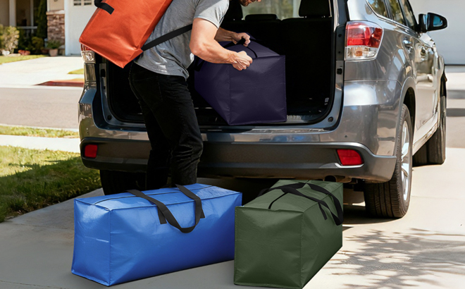 A Man Unloading VELVETSURE Heavy Duty Extra Large Moving Bags