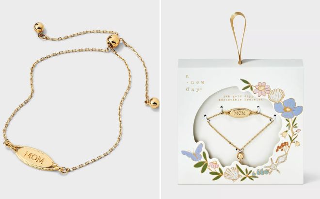 A New Day 14k Gold Dipped Mom Oval Adjustable Bracelet