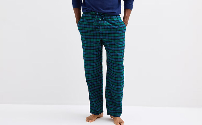 A Person Wearing St Johns Bay Mens Flannel Pajama Pants