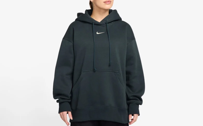 A Woman Wearing Nike Sportswear Phoenix Fleece Oversized Pullover Hoodie