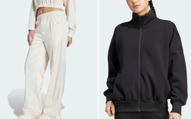 Adidas Womens Pearl Firebird Loose Trackpants and Soft Lux Loose Full Zip Adidas Womens Pearl Firebird Loose Trackpants and Soft Lux Loose Full Zip