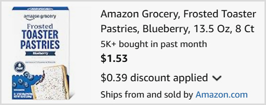 Amazon Grocery Frosted Toaster Pastries at Checkout