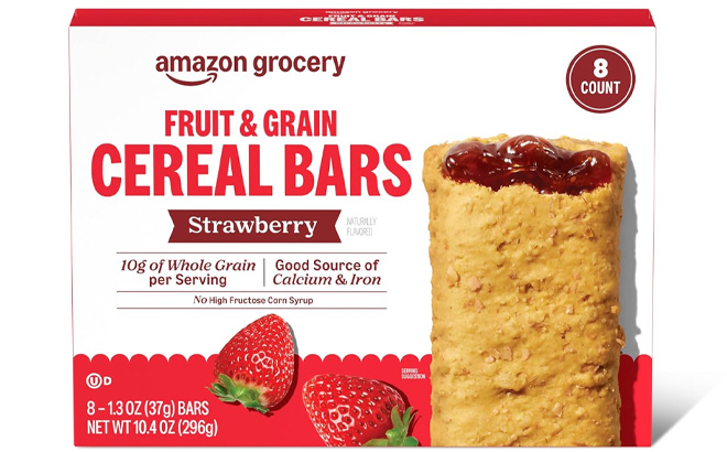 Amazon Grocery Strawberry Fruit Grain Cereal Bar 8 Count Amazon Grocery Strawberry Fruit Grain Cereal Bar 8 Count