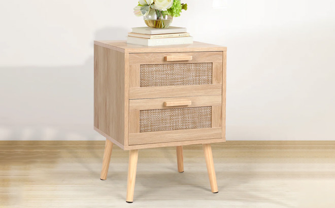 Bay Isle Home Spurlin Rattan Nightstand With 2 Storage Drawers Bay Isle Home Spurlin Rattan Nightstand With 2 Storage Drawers