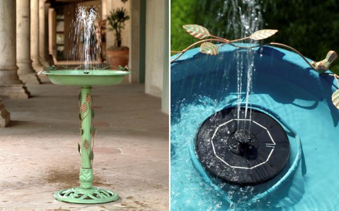 Belmont Gardens Spetta Solar Metal Bird Bath Fountain