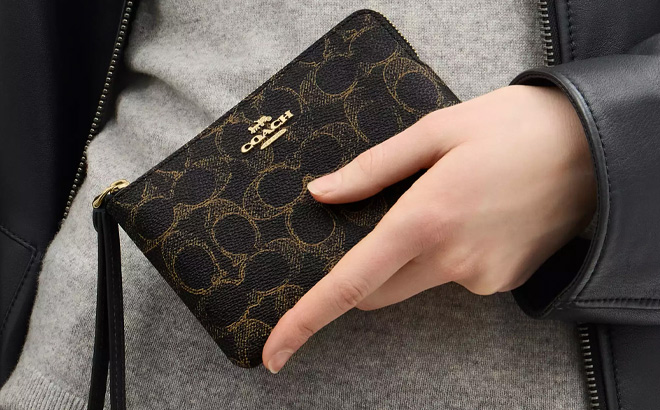 Coach Outlet Corner Zip Wristlet In Loved Signature Canvas Coach Outlet Corner Zip Wristlet In Loved Signature Canvas