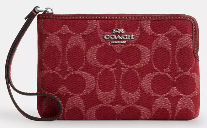 Coach Outlet Corner Zip Wristlet In Signature Denim
