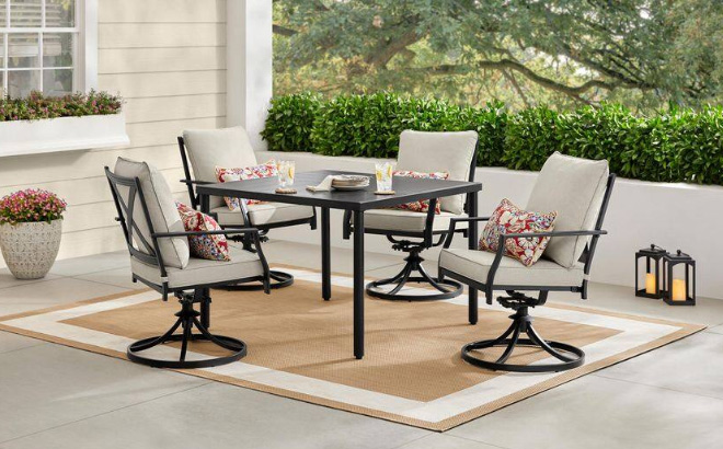 Cookson Black 5 Piece Metal Outdoor Dining Set Cookson Black 5 Piece Metal Outdoor Dining Set