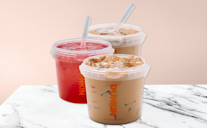 Dunkin Buckets on a Marble Table