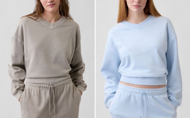GAP Factory Relaxed Wedge V Neck Sweatshirt