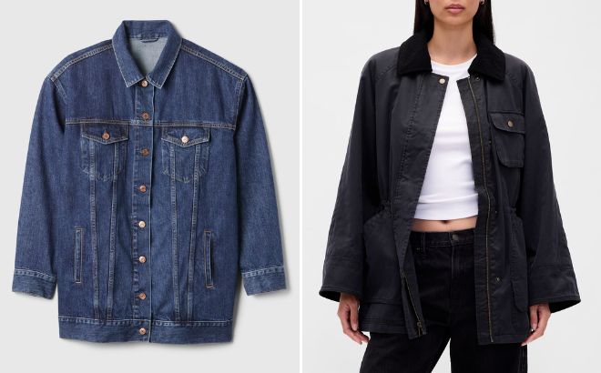 GAP Oversized Icon Denim Jacket and Waxed Barn Jacket