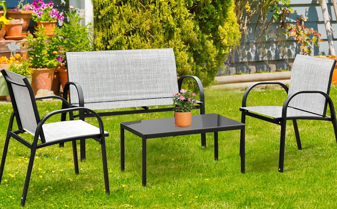 Giantex 4 Piece Patio Conversation Set Giantex 4 Piece Patio Conversation Set