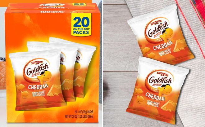 Goldfish Cheddar Cheese Crackers 20 Count Box Goldfish Cheddar Cheese Crackers 20 Count Box