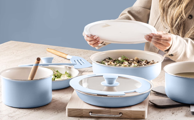 Gotham Steel 18 Piece Cookware Set Blue