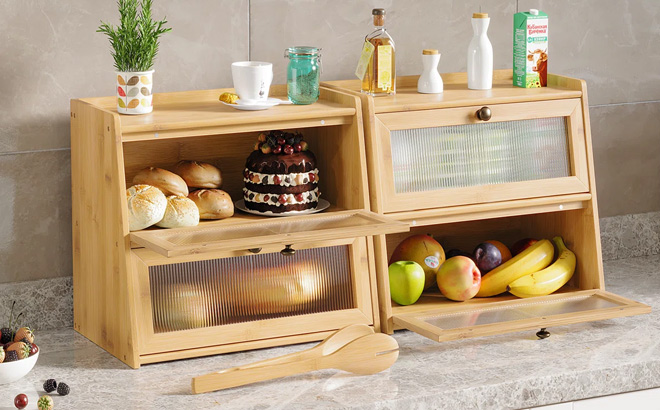 Hokku Designs Bread Box Double Layer Large Food Storage Bin Hokku Designs Bread Box Double Layer Large Food Storage Bin