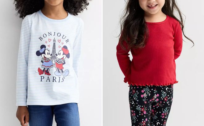 Jumping Beans Disneys Minnie Mouse Core Long Sleeve Tee and Long Sleeve Rib Tee