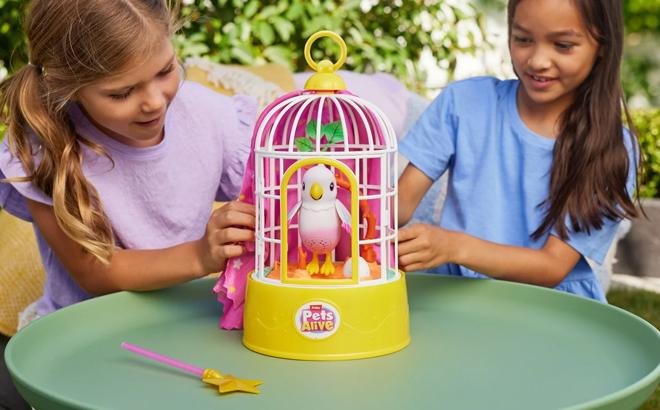 Kids Playing with Pets Alive Polly the Magic Bird