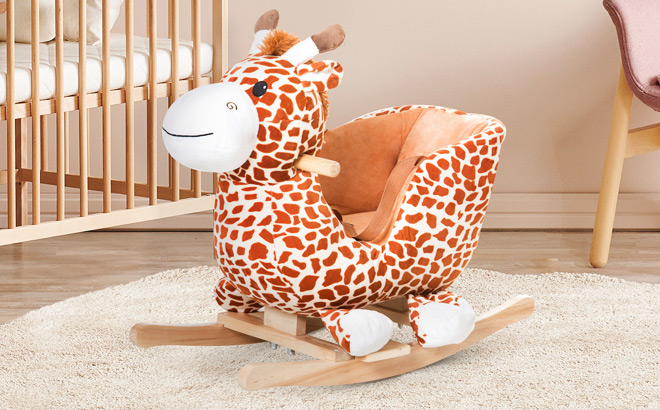 Kids Plush Rocking Giraffe Ride On Chair