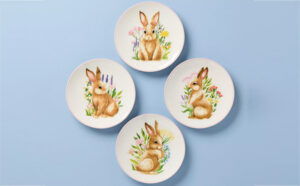 Lenox Wicker Creek 4 Piece Bunny Accent Plates Set