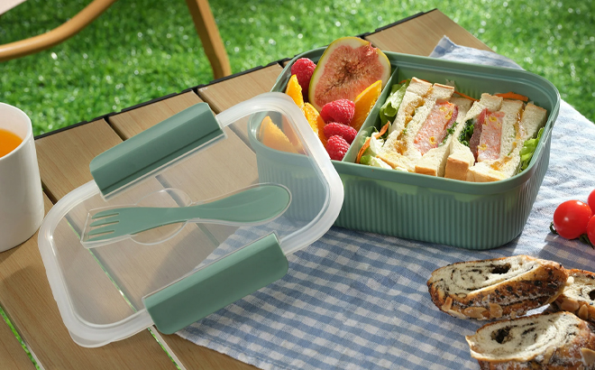 Mainstays Food Storage Rectangle Green Bento Container Mainstays Food Storage Rectangle Green Bento Container
