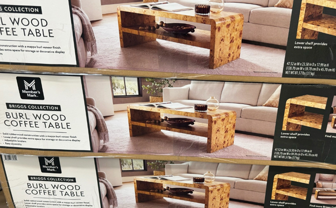 Members Mark Burlwood Coffee Table Members Mark Burlwood Coffee Table