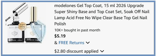 Modelones Nail Polish Base Top Coat Set Checkout Page