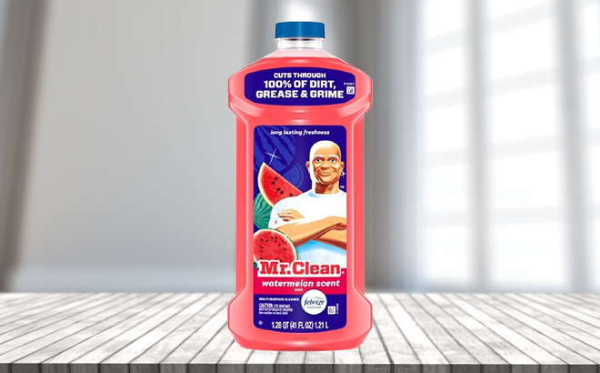 Mr Clean All Purpose Cleaner in Watermelon Scent on the Table