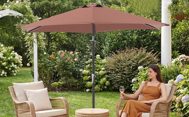 NEWBULIG Patio Umbrella with Push Button Tilt and Crank