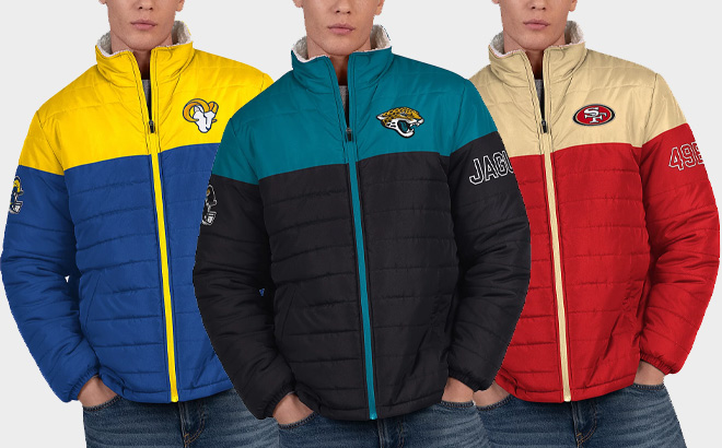 NFL Officially Licensed Mens Polyfilled Sherpa Lined Jackets