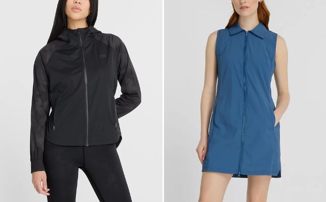 New Balance Reflective Woven Womens Jacket and District Vision x New Balance Dress