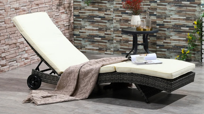 Outsunny Wicker Chaise Lounge Chair Outsunny Wicker Chaise Lounge Chair