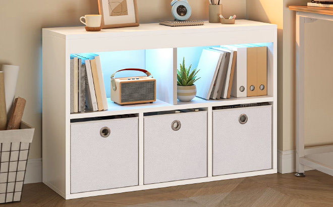 Pinmoco 5 Cube Reversible Open LED Kids Toy Storage Organizer