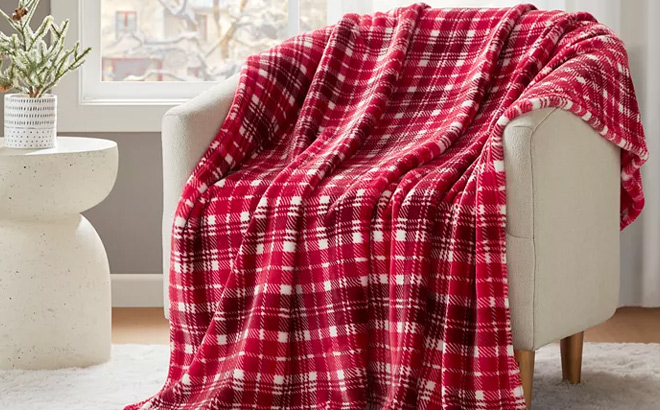 Premier Comfort Cozy Plush Printed Throw in Whitaker Red Plaid